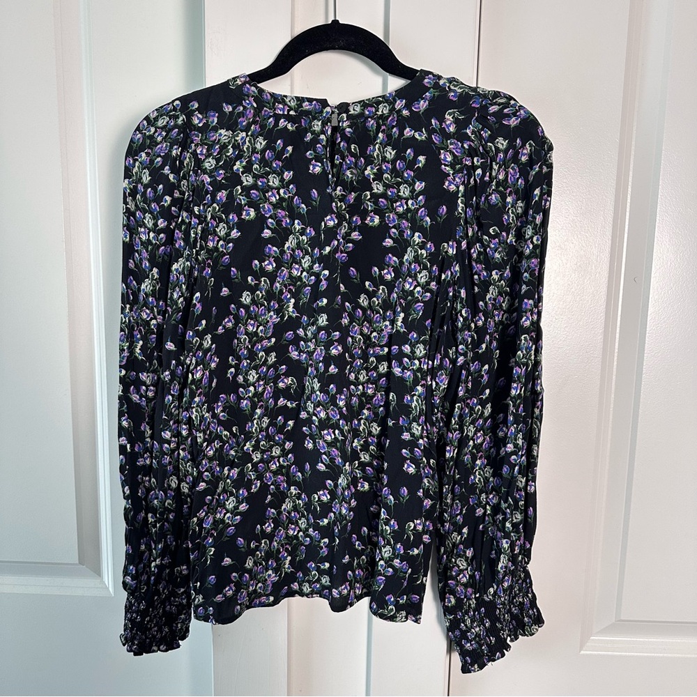 Mango Matching Set! XS/S Maxi Skirt + Blouse- Black Tiered- Purple Floral Print - Picture 6 of 14